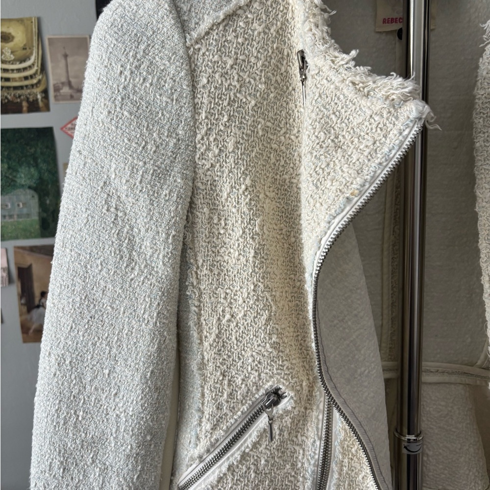Rebecca Taylor Cream Bouclé Zip-Front Jacket - Picture 2 of 5